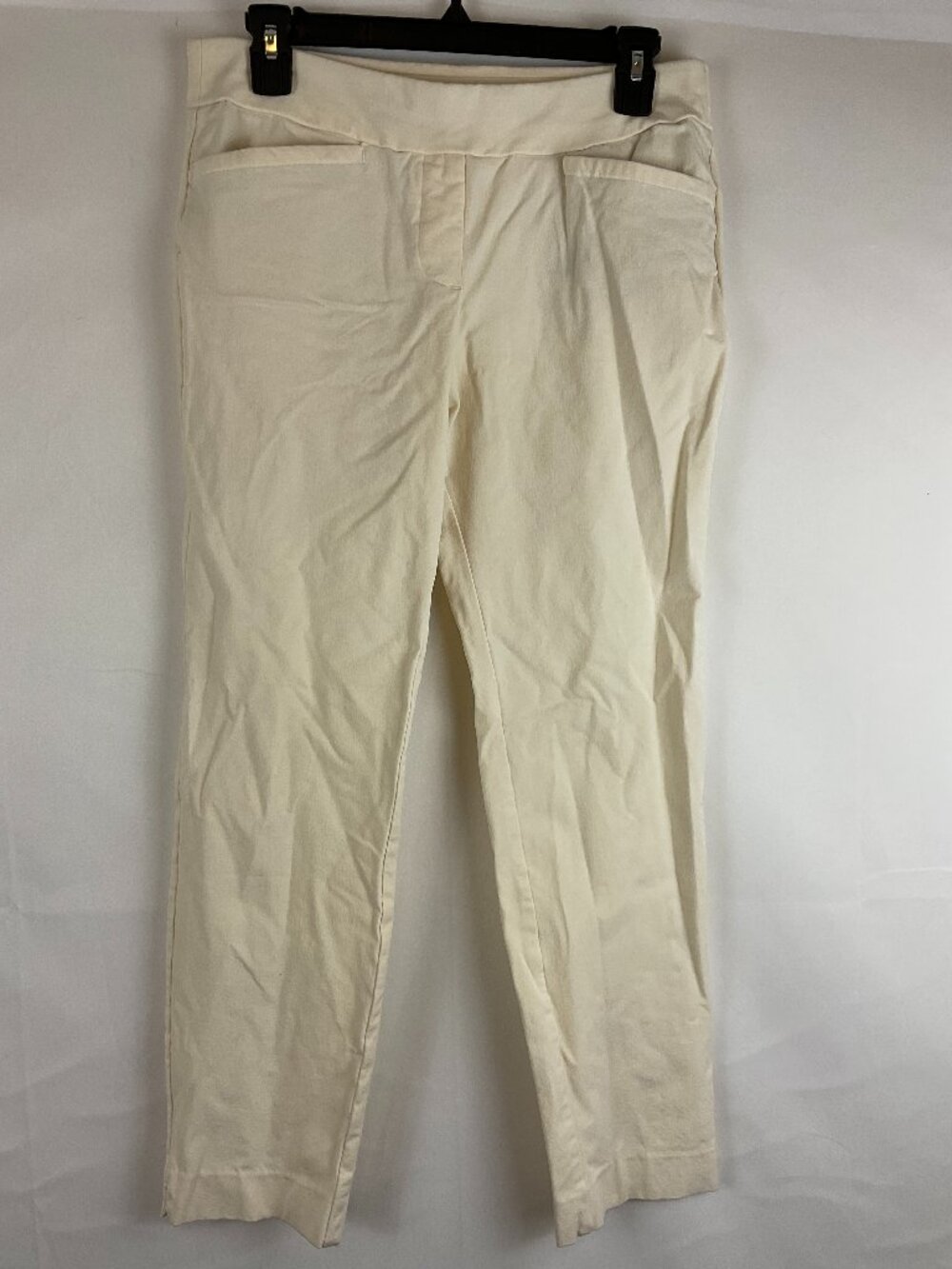 Spartina 449 Pull On Pants M Cream Slim Straight Leg Stretch Pockets